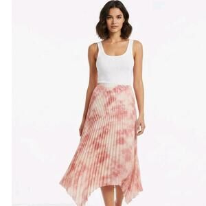 Susan Graver Pink Tie Dye Pleated Handkerchief Skirt XS Romantic Feminine Boho